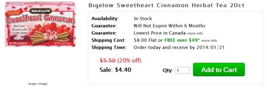 Bigelow Sweetheart Cinnamon Herbal Tea